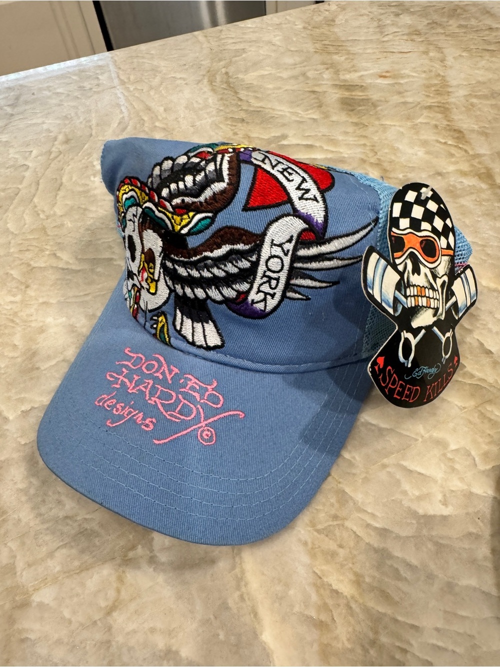 Don Ed Hardy Embroidered Tiger Trucker Hat - NWT Set of 2 - Picture 5 of 9